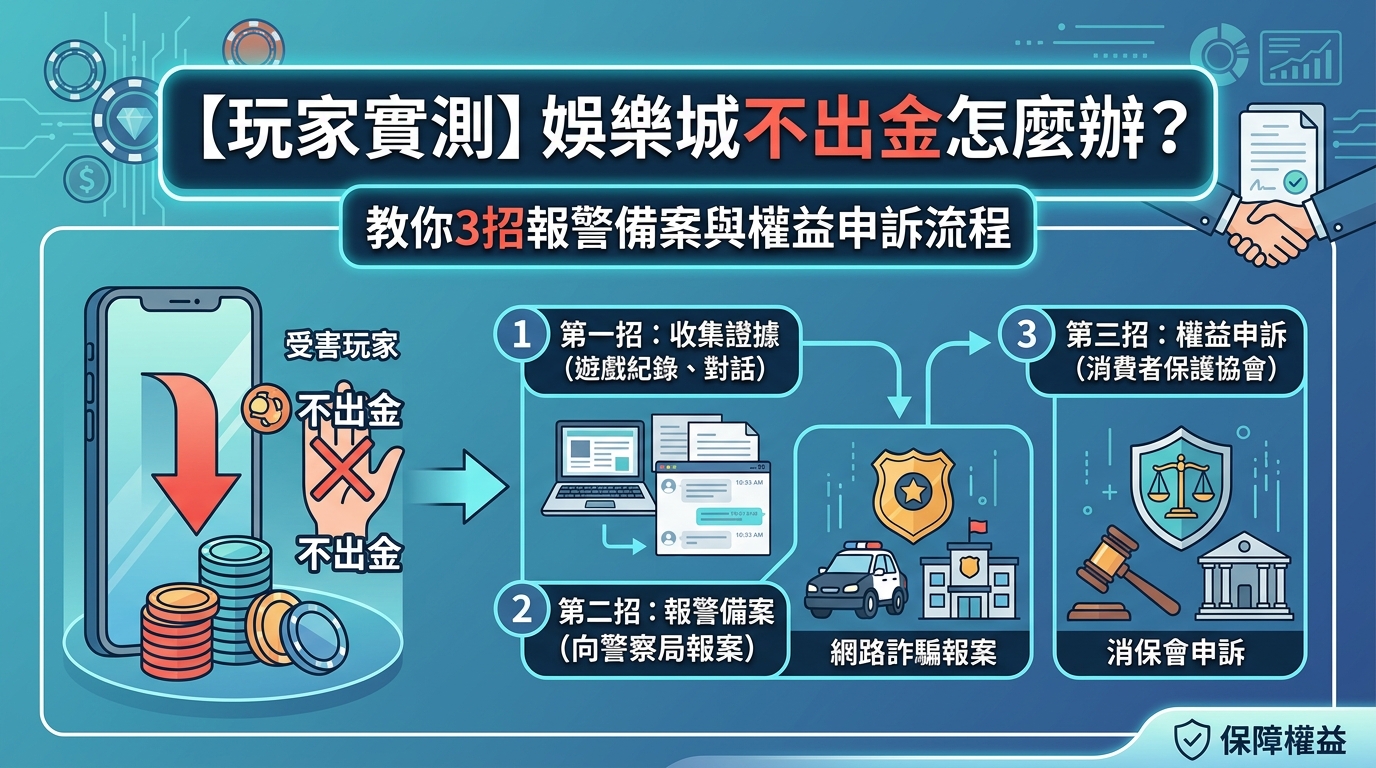 【玩家實測】娛樂城不出金怎麼辦？教你3招報警備案與權益申訴流程